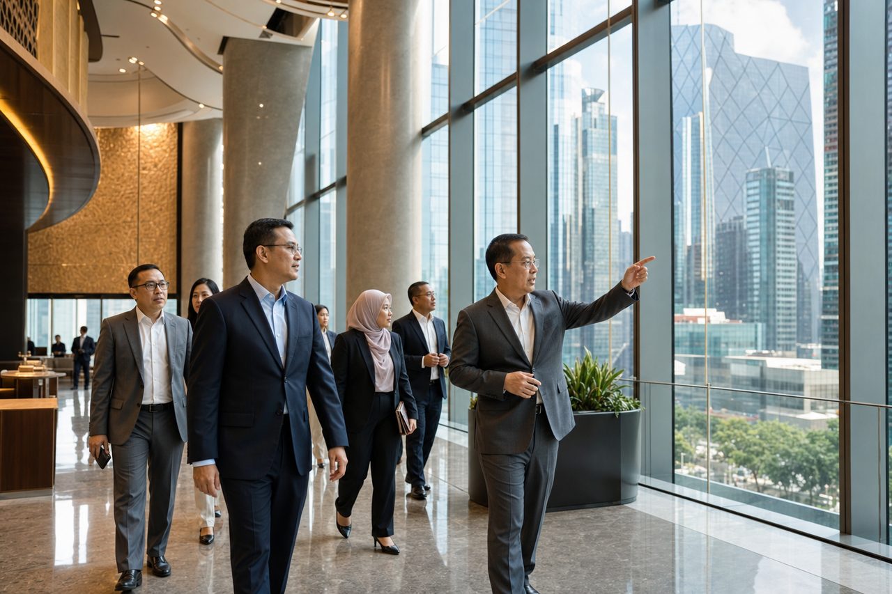 Business delegation touring the Beijing Central Business District